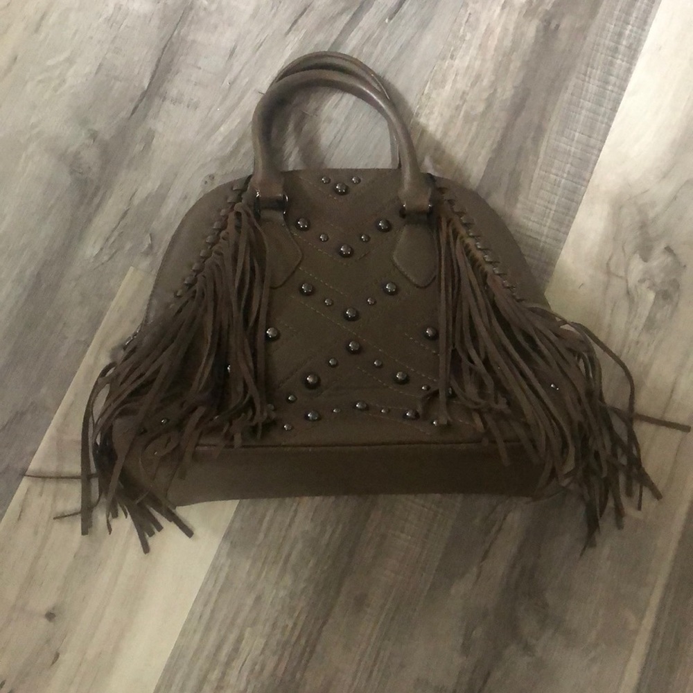 Mossimo faux leather fringe hand bag